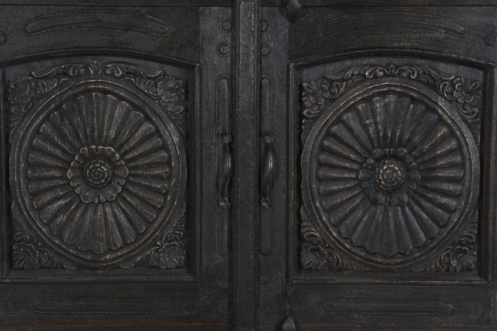 Delaney Carved Sideboard, Antique Black