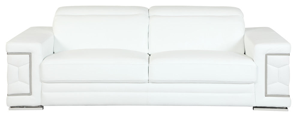Rome Contemporary Genuine Italian Leather Sofa White