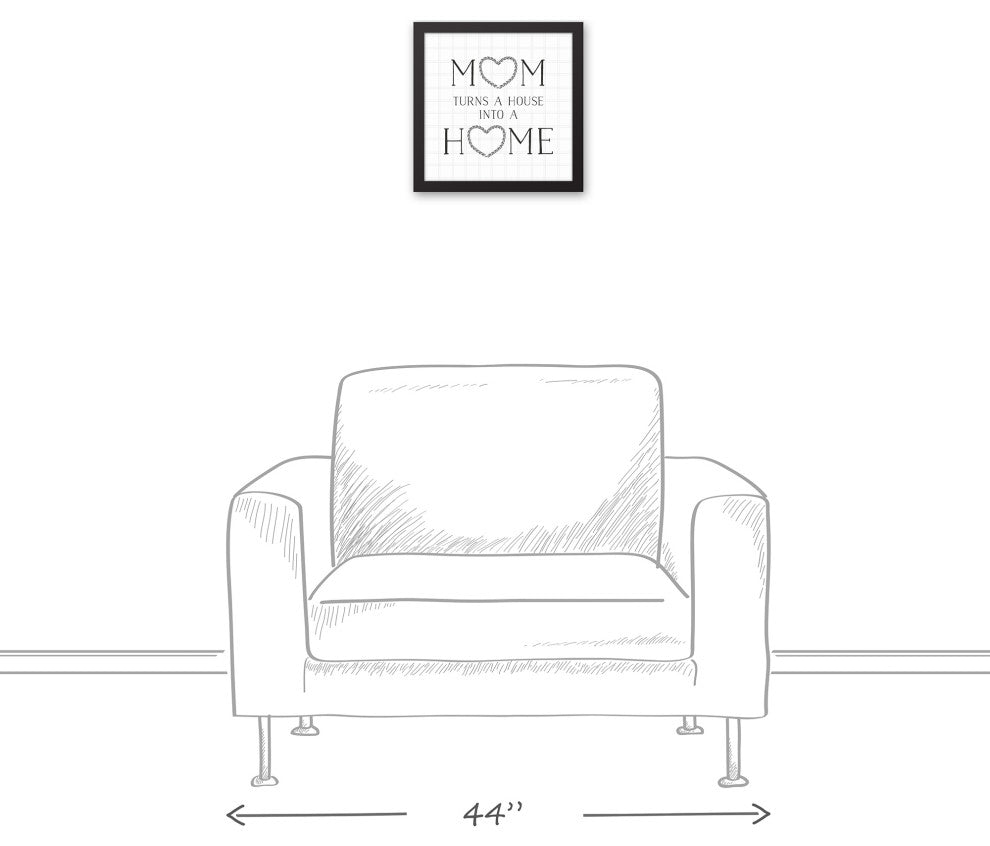 Mom Turns a House into a Home 12x12 Black Framed Canvas