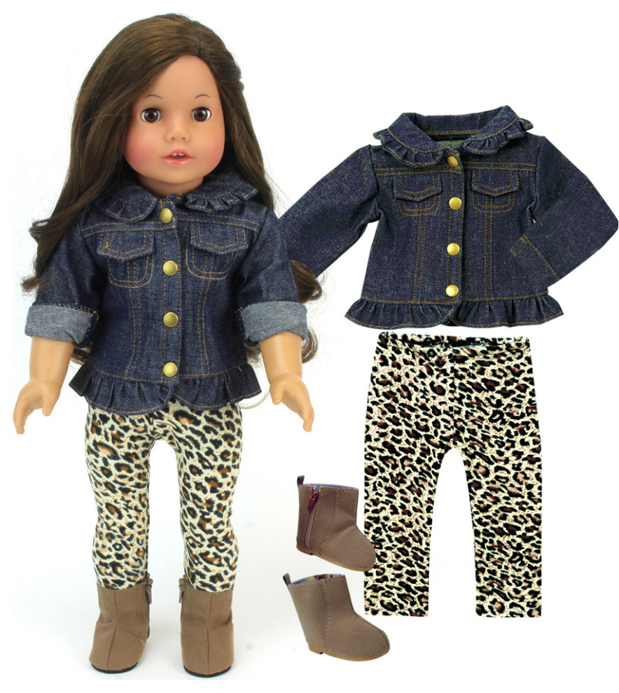 18" Dolls Jean Jacket Leggings and Boots Set