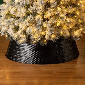 40.5"D Hammered Metal Christmas Tree Collar, Black