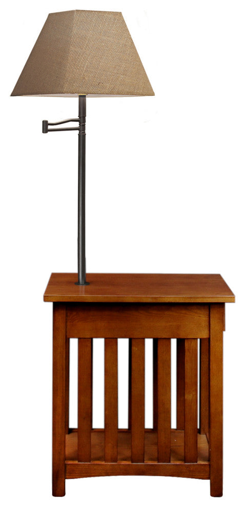 Leick Furniture Mission Chairside Solid Wood Lamp Table Medium in Oak