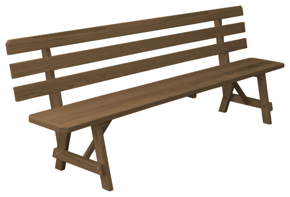 Traditional Cedar Backed Bench, Mushroom Stain, 8 Foot