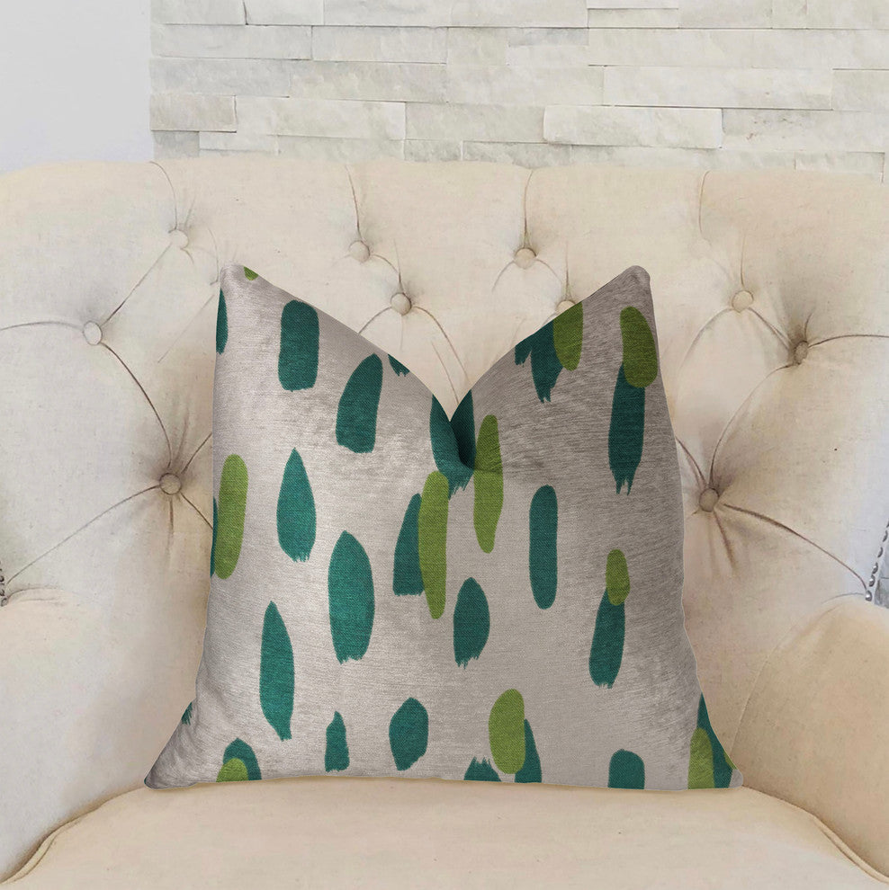 Bosky Willow Green and Beige Luxury Throw Pillow, 22"x22"