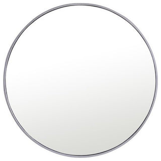 Metal Frame Round Mirror 32" Silver Finish