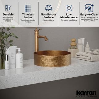Karran Cinox Stainless Steel Round Vessel Sink, Brushed Copper
