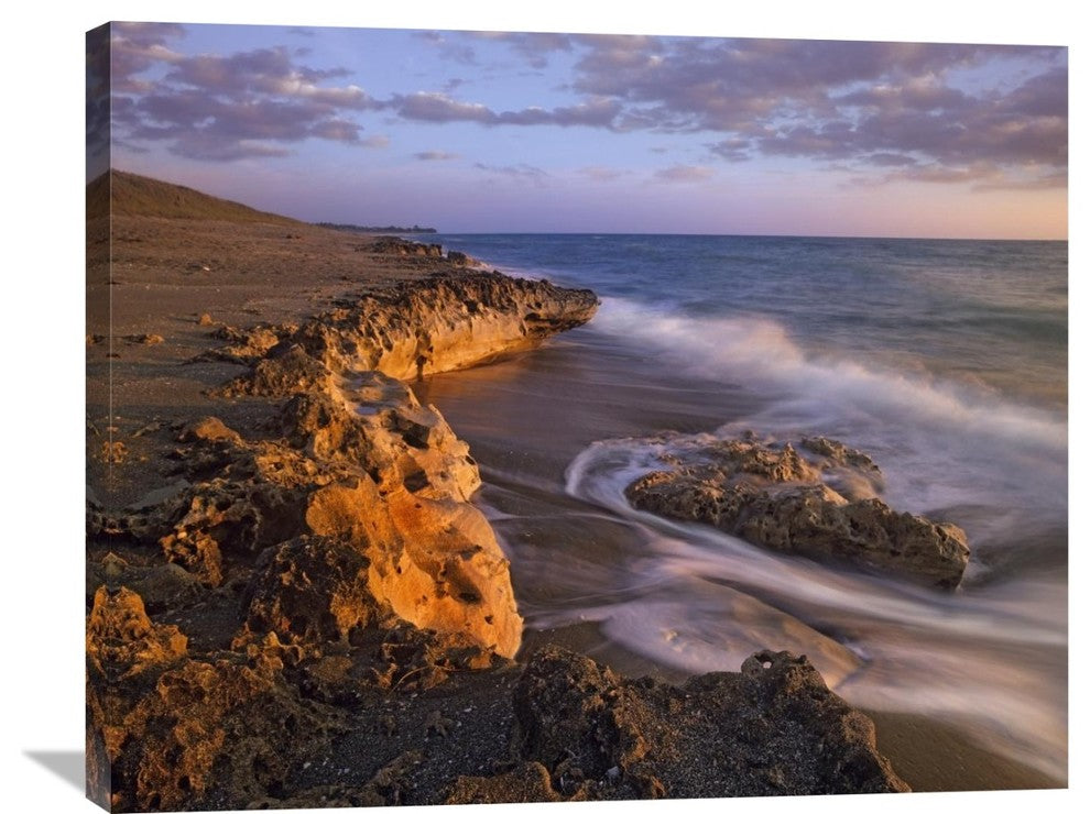 "Beach At Dusk, Blowing Rocks Preserve, Florida" Artwork, 35" x 28"