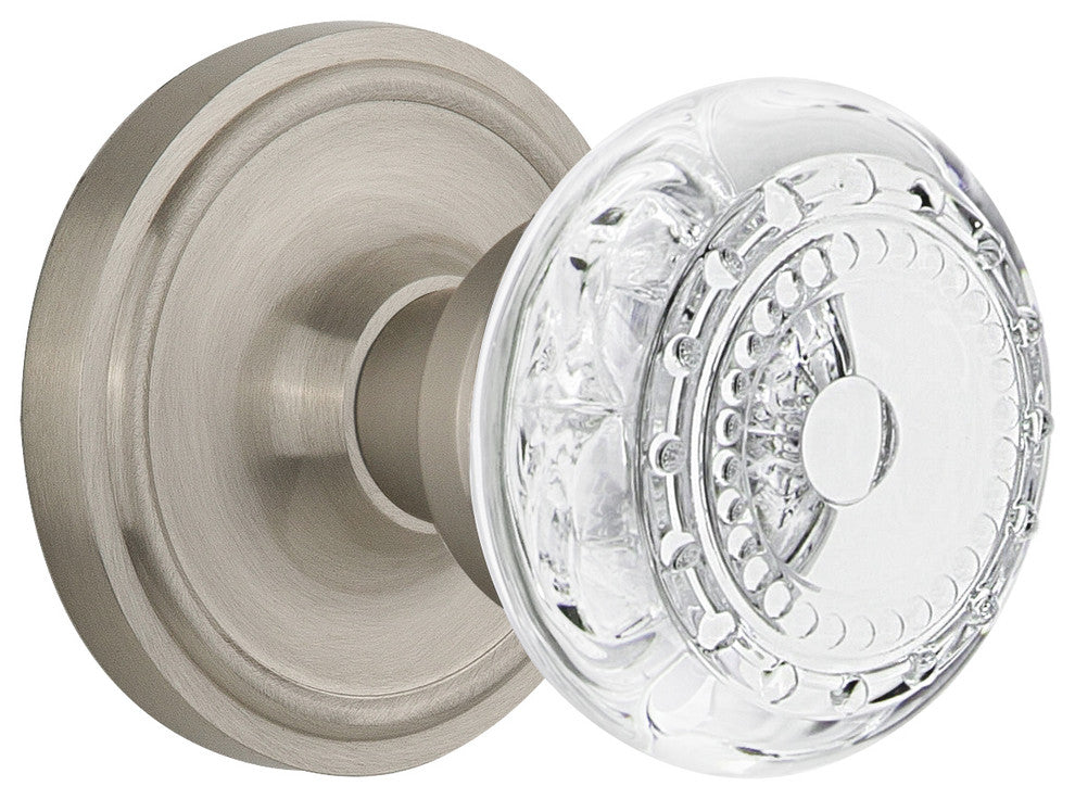 Classic Rosette Single Dummy Crystal Meadows Knob, Satin Nickel, CLACME