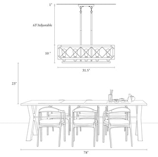 LNC 5-Light Farmhouse Rectangular Wood and Metal Kitchen Island Lighting