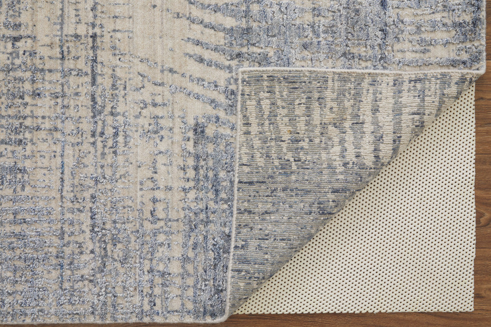 Kinton Modern Abstract, Blue/Ivory/Gray, 2'6"x12' Runner