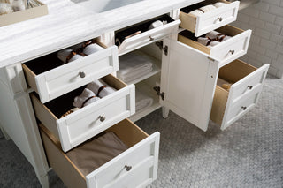 Brittany 60" Single Vanity, Bright White w/ Arctic Fall Solid Surface Top