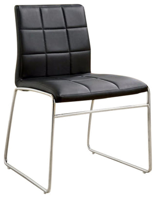 Benzara Oahu Contemporary Side Chairs With Steel Tube, Set of 2, Black