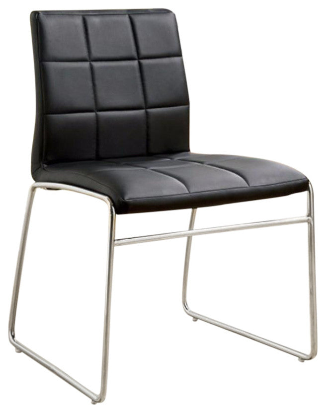 Benzara Oahu Contemporary Side Chairs With Steel Tube, Set of 2, Black