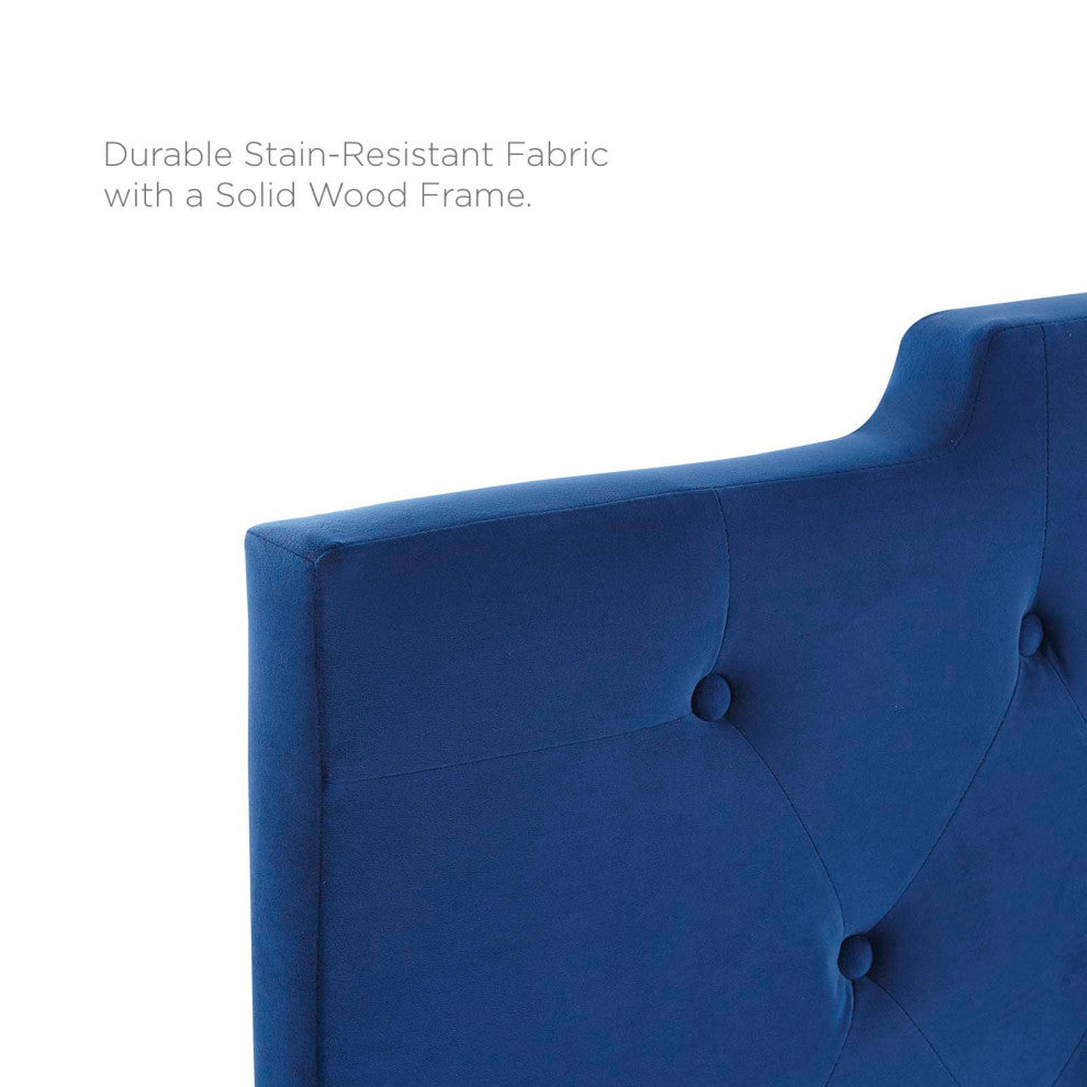Tufted Headboard, Twin Size, Velvet, Blue Navy, Modern Contemporary, Bedroom