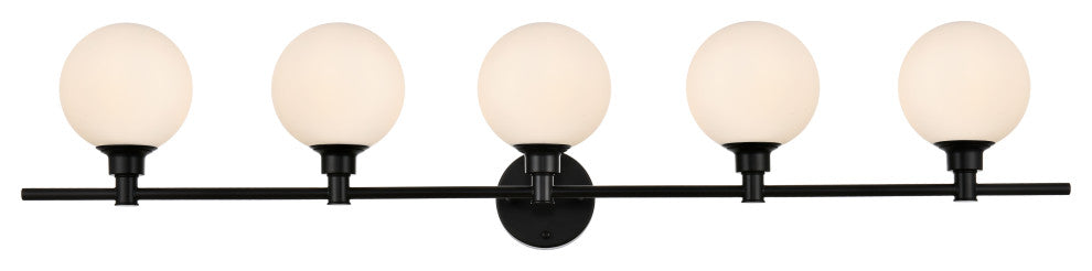5 Light Black And Frosted White Bath Sconce
