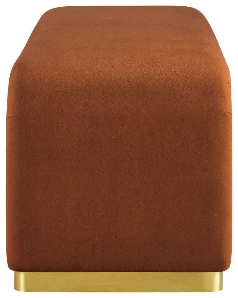 Koda Performance Velvet Waterfall Long Bench - Brass Rust