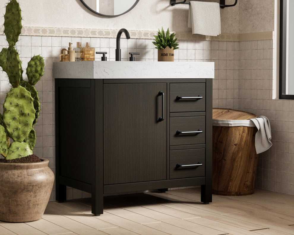Home Living 32" Single Bathroom Vanity, Mocha Brown