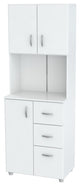 White Finish Wood High Low Full Size Microwave Cabinet