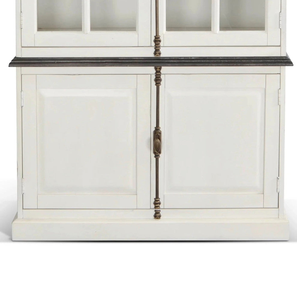 White Buffet and Hutch With Glass Doors