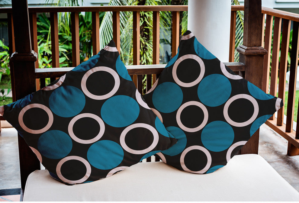 Mod Circles Indoor/Outdoor Throw Pillow, Unreal Teal, 20"x20"