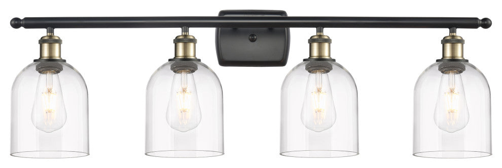 Ballston-Bella 4-Light 36" Bath Vanity Light, Black Antique Brass, Clear
