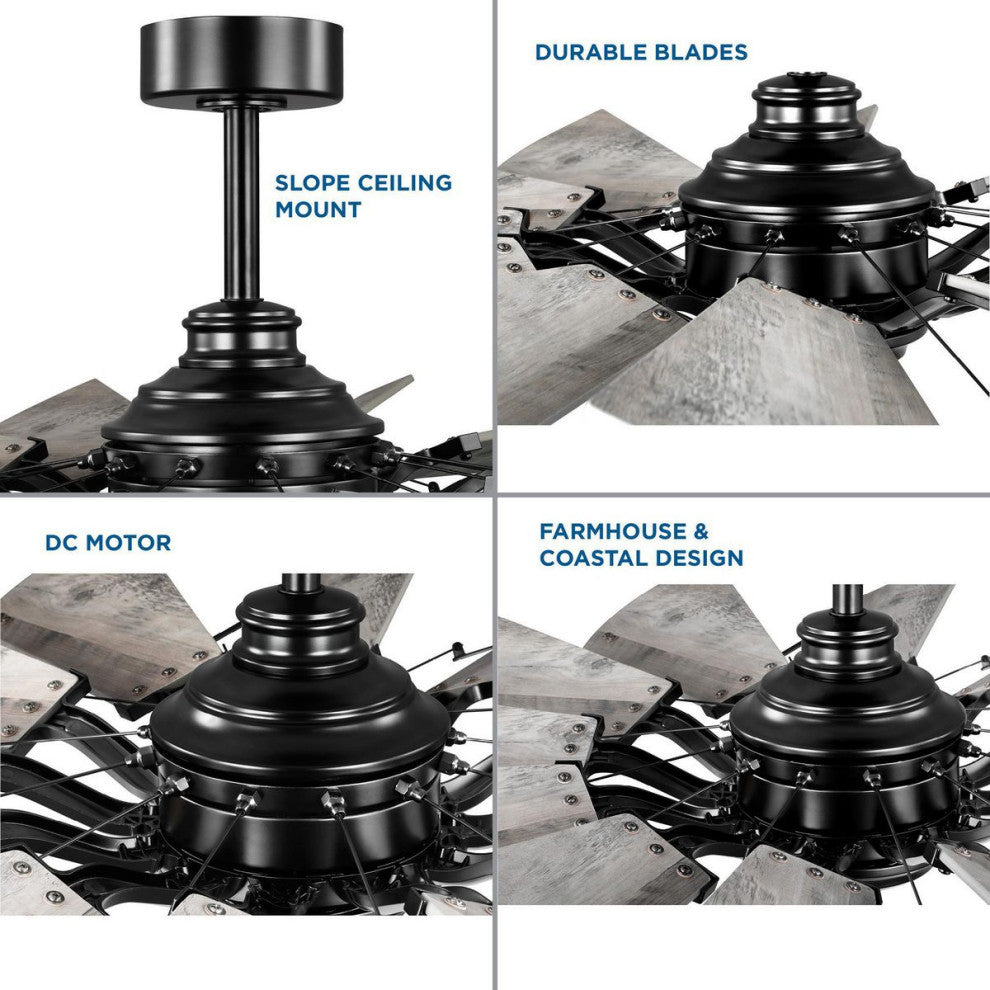 Springer 52" 12-Blade DC Motor Windmill Ceiling Fan, Matte Black