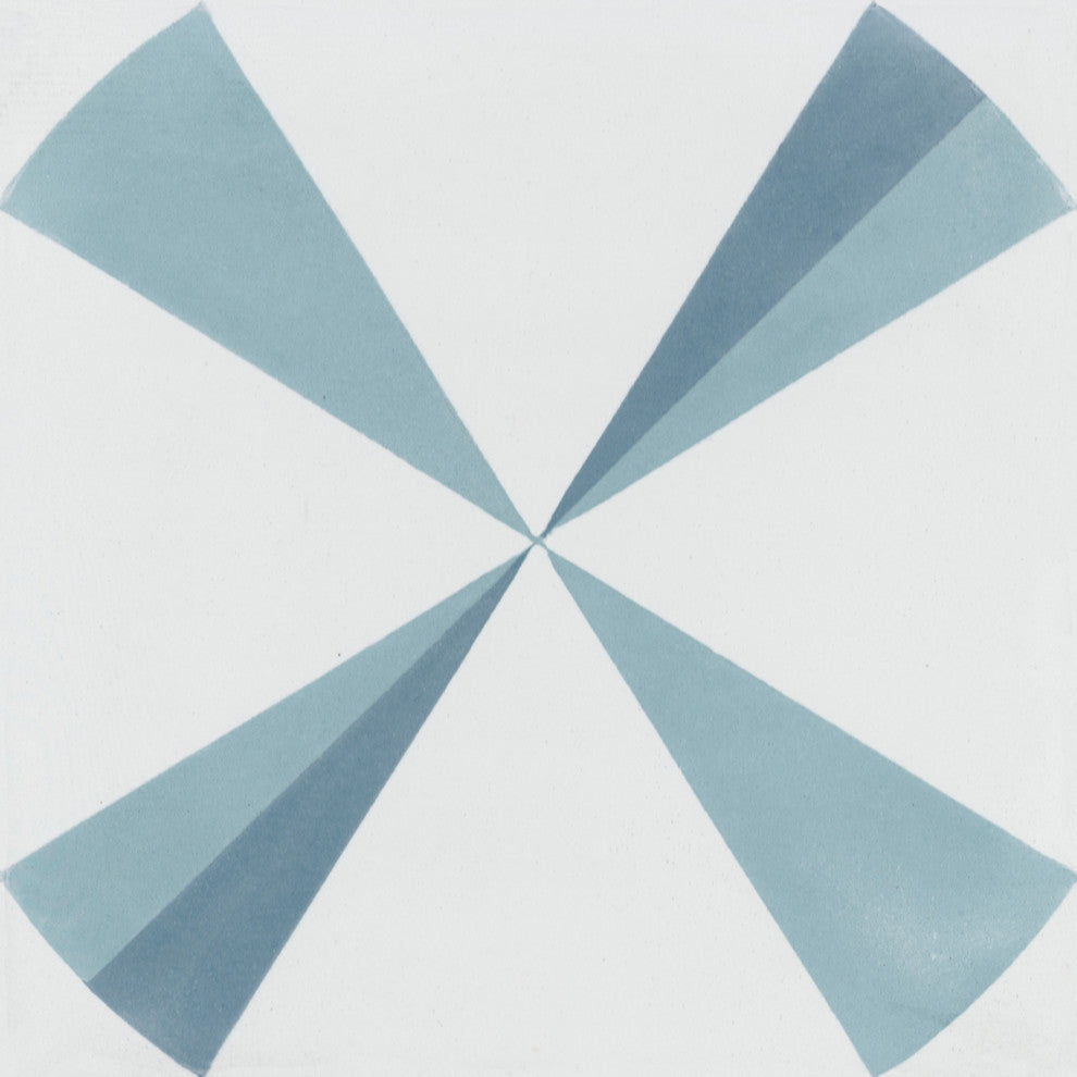 8"x8" Polaris Azul Handcrafted Cement Tiles, Set of 16