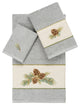 Linum Home Turkish Cotton Pierre 3-Piece Embellished Towel Set, Light Gray