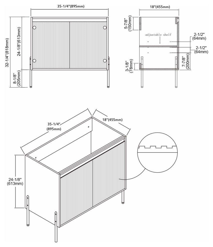 Flutie 36" Bathroom Vanity Set, Walnut