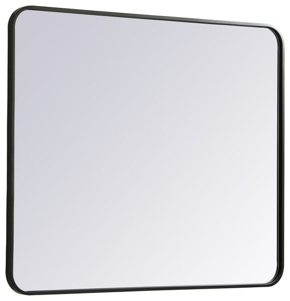 Ellis Soft Corner Metal Rectangular Mirror, Black, 30"x36"