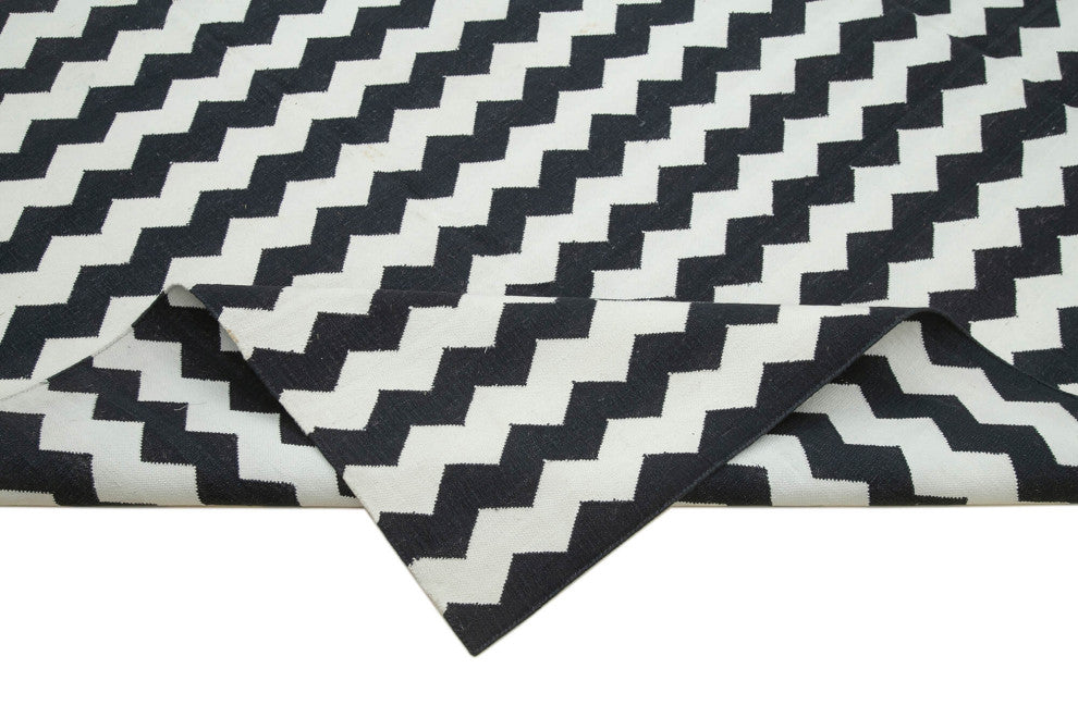 Rug N Carpet - Handmade Wool 8' 10'' x 11' 10'' Modern Design Dhurrie Kilim Rug