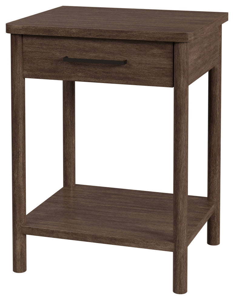 Lennon 1 Drawer Rounded Leg Nightstand, Soft Brown
