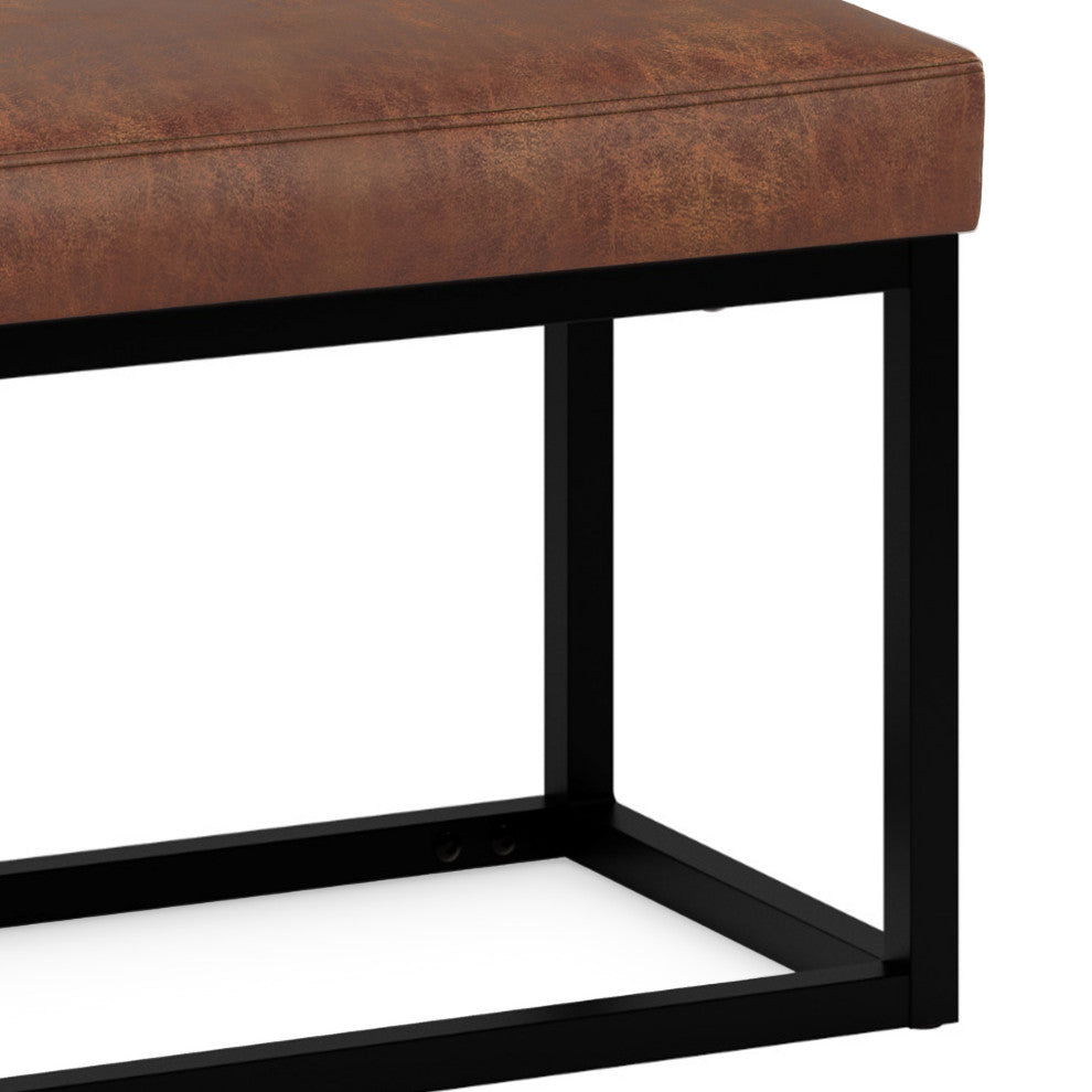 Reynolds Small Bench, Distressed Saddle Brown