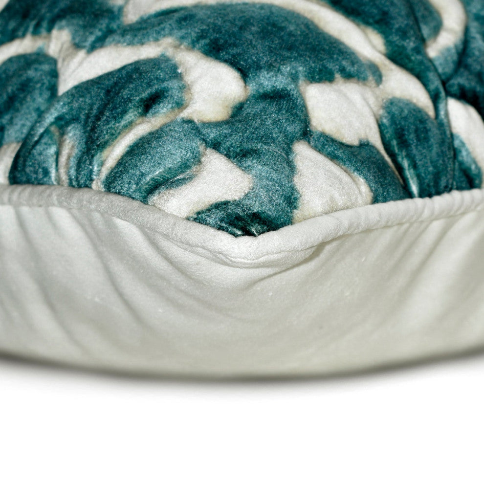 Teal Blue Suede Abstract & Quilted 14"x14" Throw Pillow Cover - Medhakara