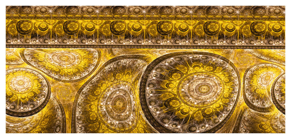 Golden Extraterrestrial Life Cells, Large Floral Canvas Art Print, 60"x28"