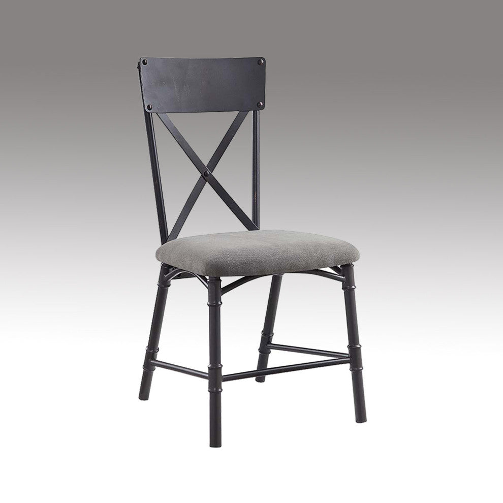 Set of 2 Side Chair, Gray and Sandy Black