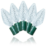 25 C9 Pure White LED Lights 8" Spacing On Green Wire