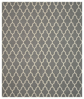 Handmade Wool Gray Transitional Trellis Reversible Modern Moroccan Kilim Rug, 8'x10'