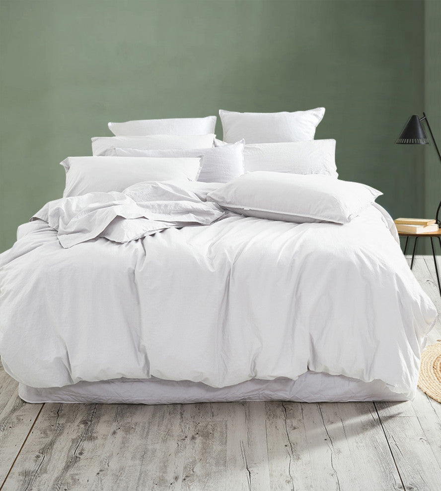 A1HC Organic Cotton Duvet Cover Set, White, Twin