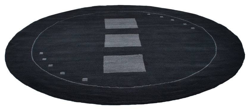 Hand Knotted Tibbati Wool Area Rug Contemporary Black
