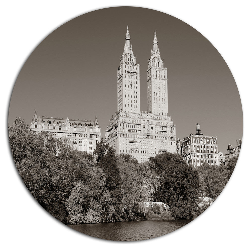 Beautiful Central Park Autumn, Cityscape Wall Disc Metal Wall Art, 36"