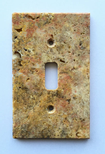 Travertine Switch Wall Plates Covers - Honed (Matte), Scabos, 1 Toggle