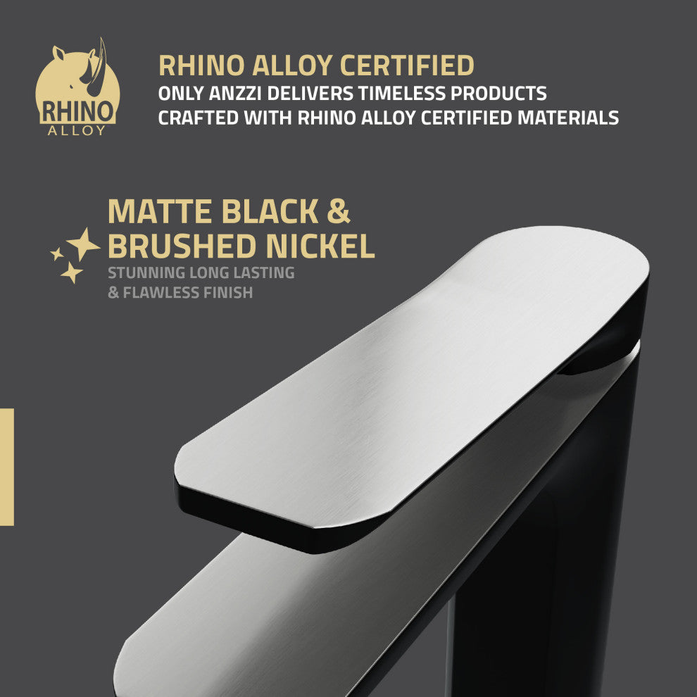 1-Handle Bathroom Faucet, Matte Black and Brushed Nickel