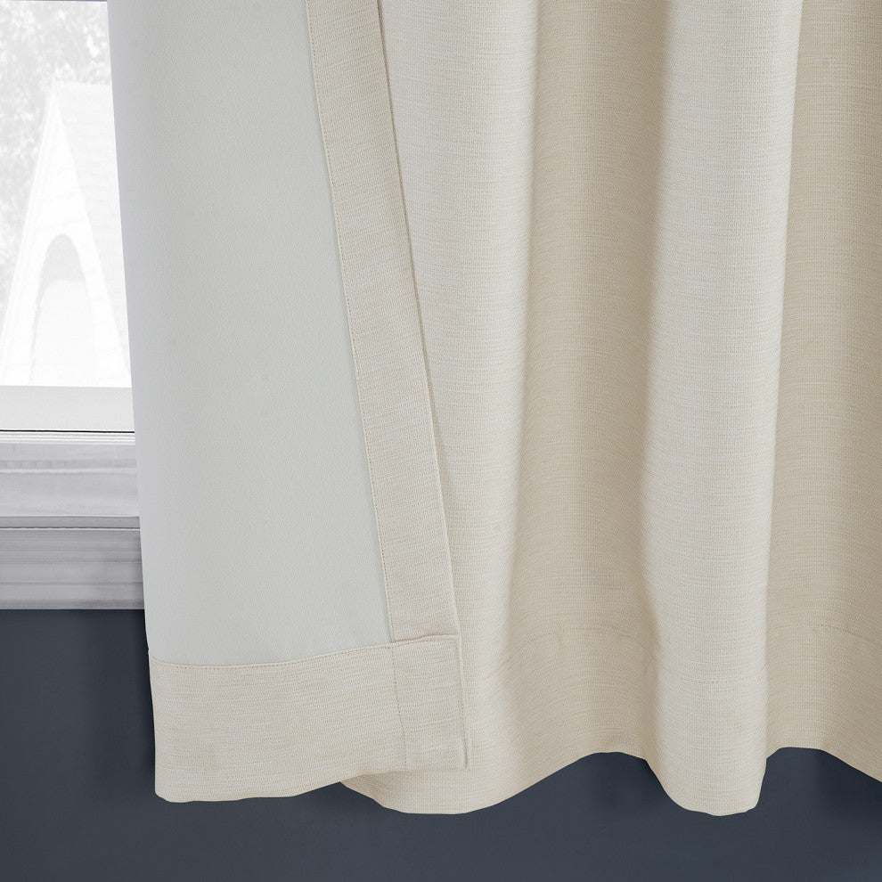 Oat Cream Bellino Grommet Blackout Room Darkening Curtain Single Panel, 50"x63"