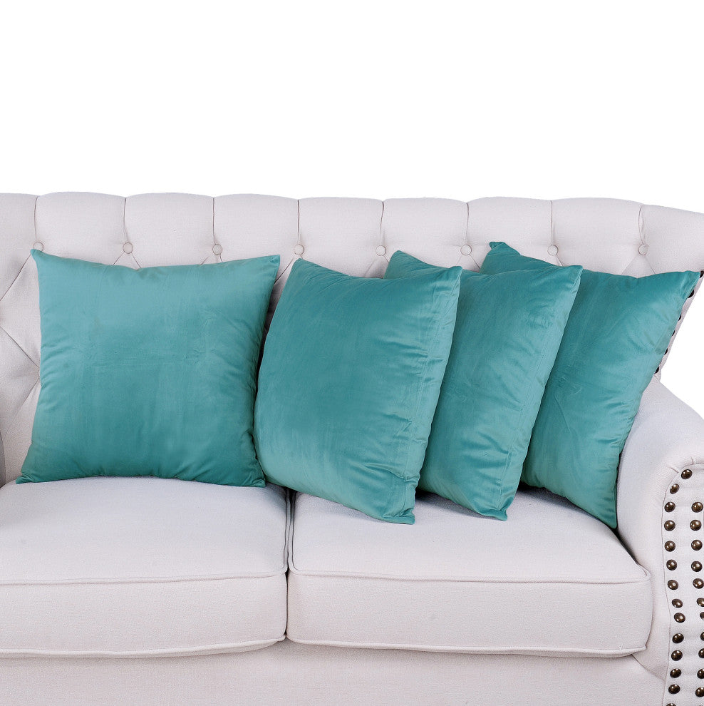 Supersoft Throw Pillow Cover 4 Piece Set, Aqua