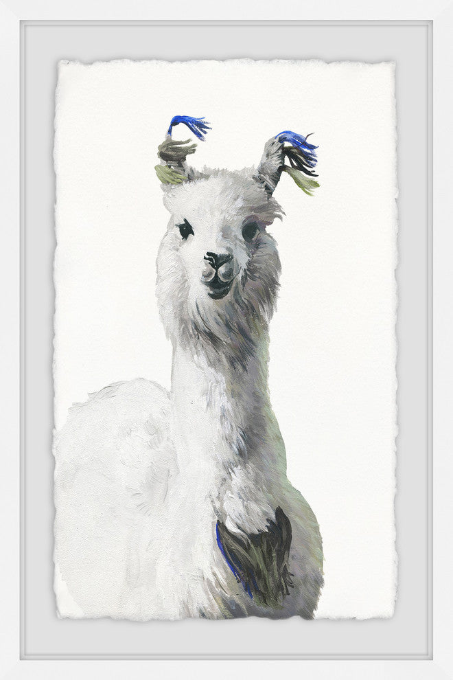 "White Llama" Framed Painting Print, 12"x18"