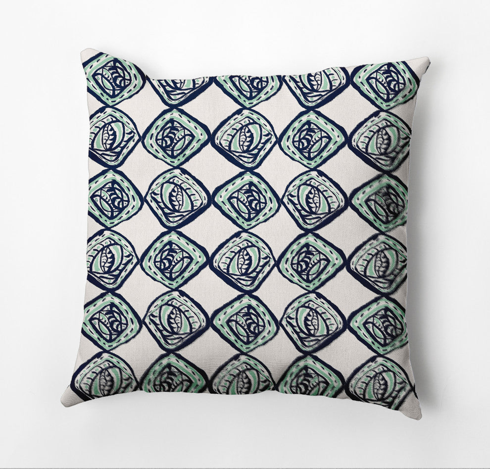 Cowry Check Pillow, Green, 18"x18"