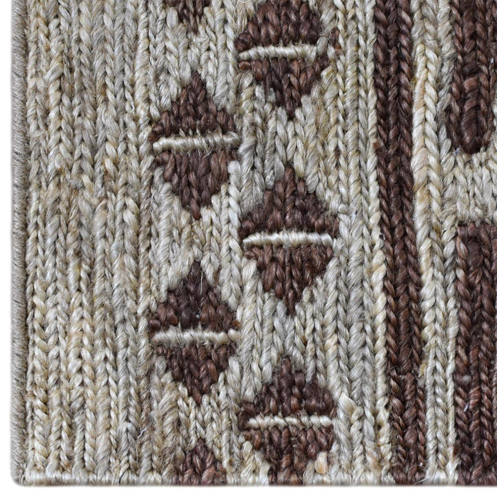 HAND KNOTTED SUMAK JUTE ECO-FRIENDLY SOLID AREA RUG,Brown Beige,Oriental,Outdoor, [Rectangle] 4'x6'
