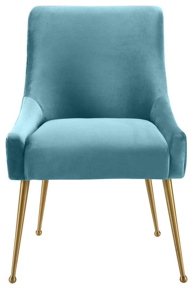 Beatrix Velvet Side Chair, Sea Blue