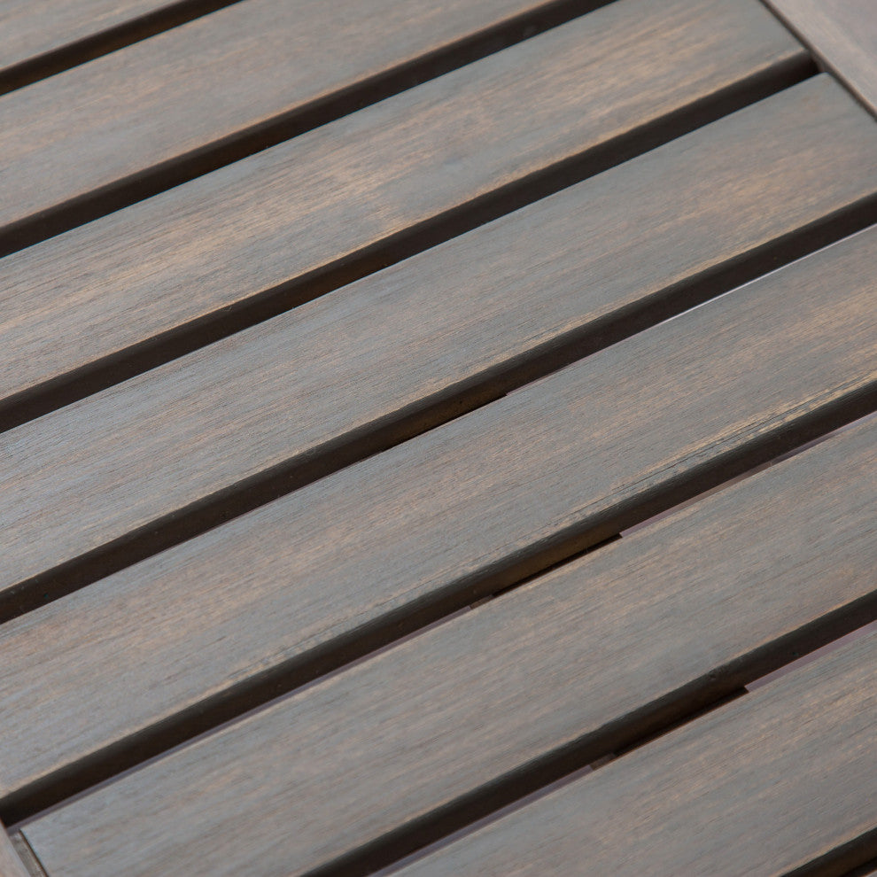 GDF Studio Drew Outdoor Industrial Acacia Wood and Iron Bench, Gray Finish